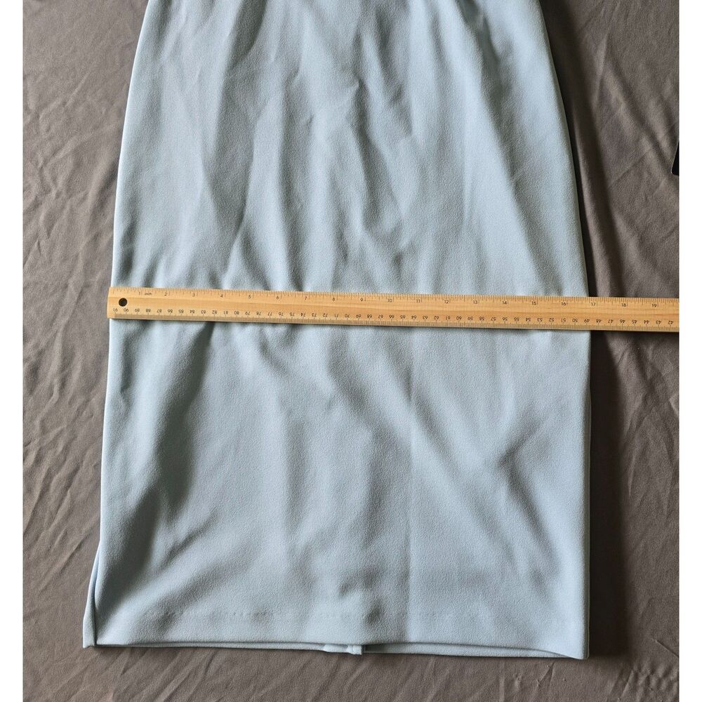 Adrianna Papell Knit Crepe Tie Waist Sheath Dress Blue Mist 4 NWT - Picture 6 of 13